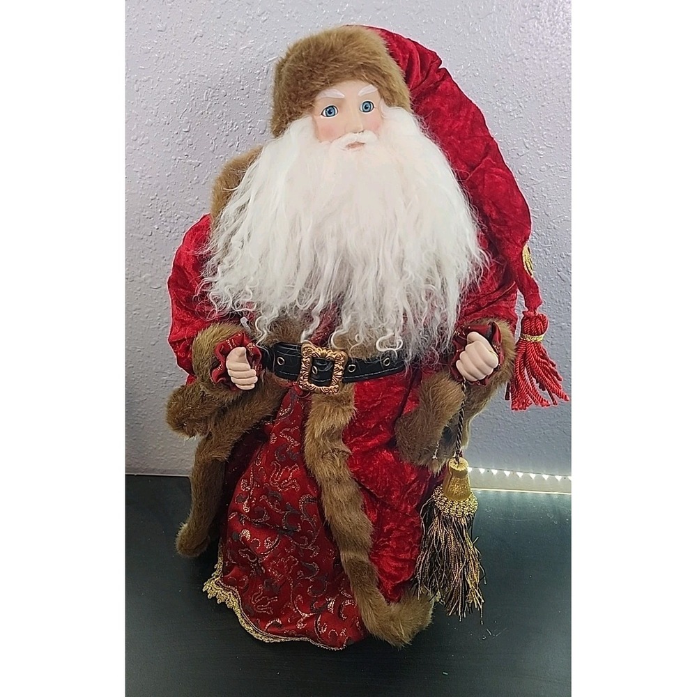 90s Christmas Santa Claus Doll Figurine Statue Tabletop Tree Topper Decor 21"